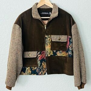 Canvasbacks Brown Tapestry / Corduroy Floral Jacket size large